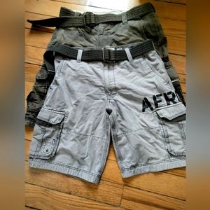 2-pair belted Aeropostale cargo shorts 100% cotton